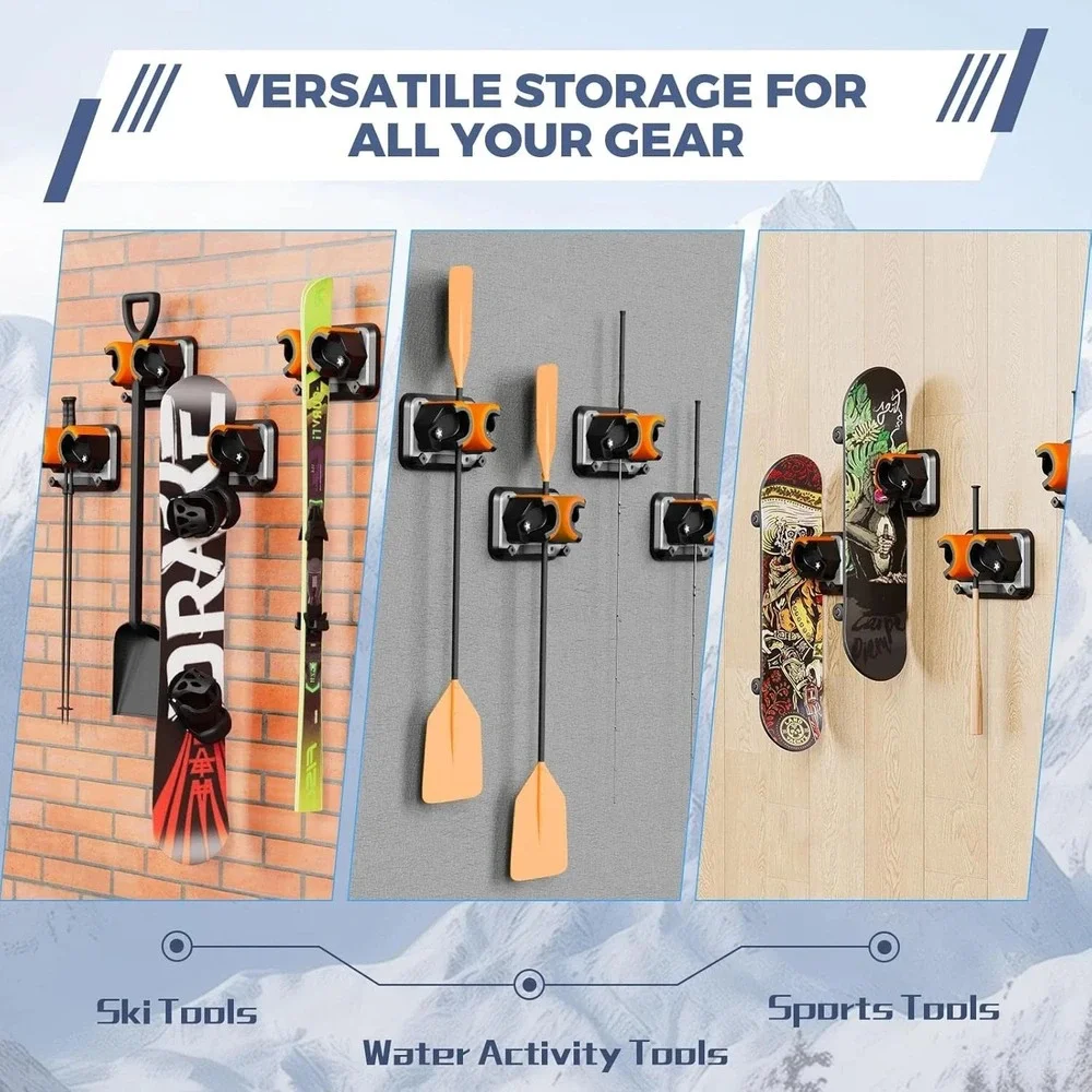 2 Pack Snowboard, Ski, and Skateboard Wall Mount Rack – Multi-Purpose Garage NEW